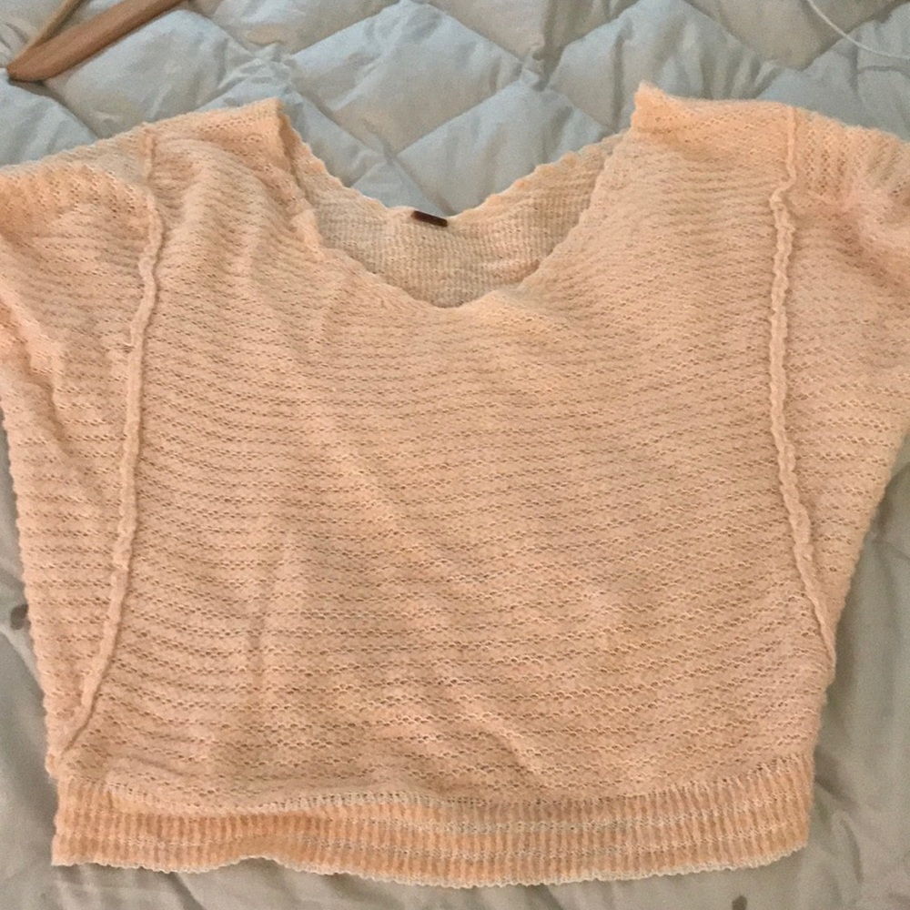Free people pale pink and white sweater